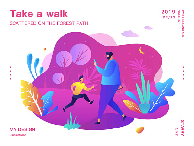 Take a walk design illustration ui