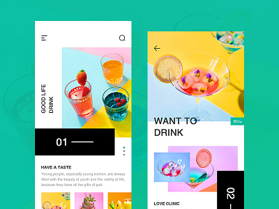 Drink app app design type typography ui ux