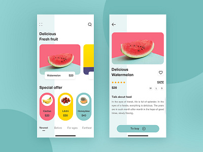 Delicious fruit app app design icon type typography ui ux