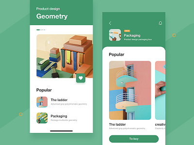 Geometric package design app design illustration type typography ui ux