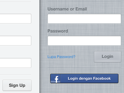 Sign Up & Login button interface linen login register signup ui wip