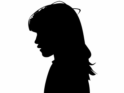 Girl black and white girl illustrator profile vector art