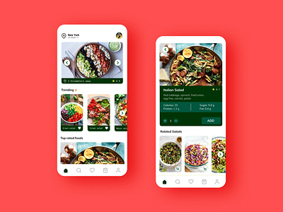 HungerScout - Healthy Food Delivery App app ui branding clean design flat food and drink food delivery interaction design interface minimal ui user experience user flow ux