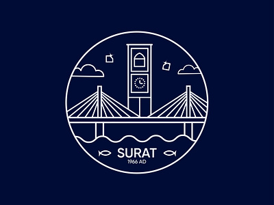 Sticker for Surat | Weekly Warm Up design flat hometown illustration sticker surat surat diamond city surat sticker warmup weekly challenge