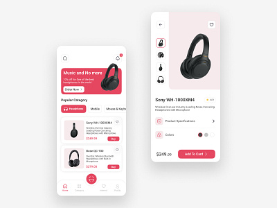 E-commerce Store App app cart checkout delivery design ecommerce headphone interface mobile page payment product productdesign shopping shopping app store ui uiux userinterface ux
