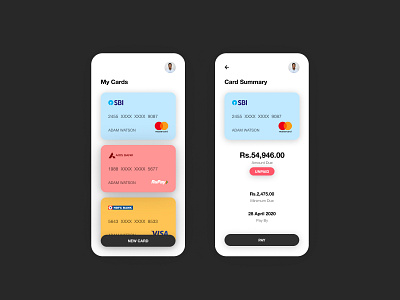 Credit Card Tracker creditcard design figma interaction interface payment payments ui uidesign