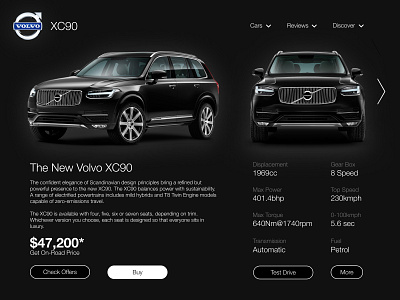 Volvo XC90 branding car darkmode design figma interaction interface ui uidesign uidesigner volvo web ui webdesign website