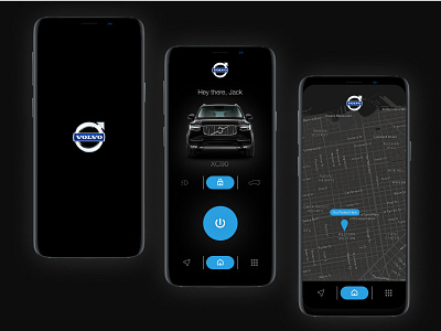 Volvo App Concept app car darkmode design figma interaction interface remote ui uidesign volvo