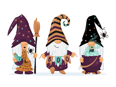 Halloween gnomes gnomes graphic design halloween illustration potions trick or treat vector witch