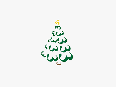 A Christmas Three design flat illustration typography vector