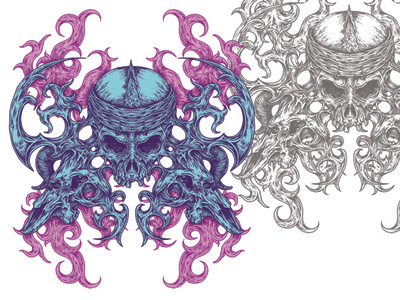 Distorted Skull illustration sketch