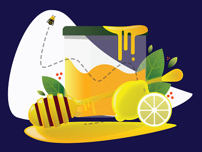 Honey Lemon abstract animal bee branding design digital flat graphic design honey icon illustration illustrator leaf leaves vector