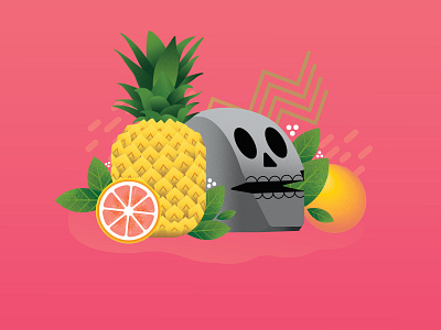 Skull Pineapple abstract brand branding design flat fruit grapefruit graphic design illustration illustrator leaf leaves logo pineapple pink pirate skull