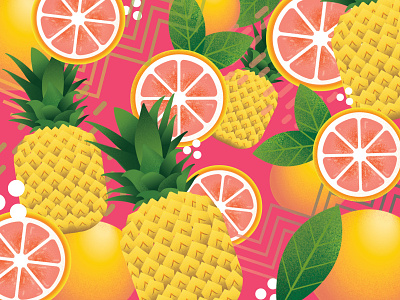 Pineapple Grapefruit Pattern brand brand design brand identity branding cbd cbd oil design digital flat grapefruit graphic design icon identity illustration illustrator leaf leaves logo pineapple urth