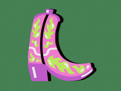 L boots clothing design fashion fashion illustration flames green illustration pink shoes texanas women in illustration