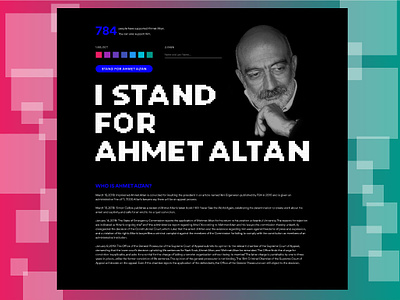 Single Page for ''I Stand for Ahmet Altan" design logo minimal typography ui ux ux design vector website