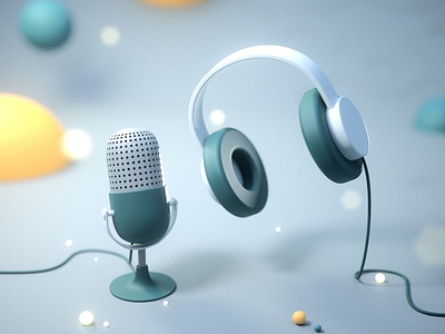 Podcast Gear 3d 3d art cinema4d design headphones illustration microphone music podcast render
