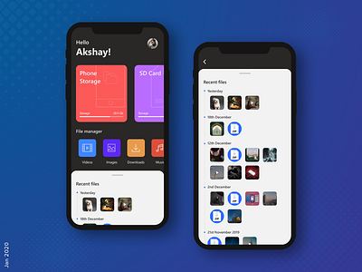 File manager UI 2020 app design design documents files interaction iphone iphonex mobile ui typogaphy ui uidesign user experience user inteface ux