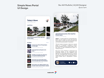 Simple News Portal UI Design 💪🏻 app apple apps clean dashboard design disaster figma figmadesign mobile app news newsportal portal rainn sketch ui uidesign ux