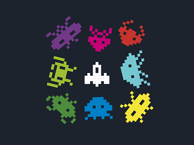 Personal Space Invaders color illustration pixel vector video game