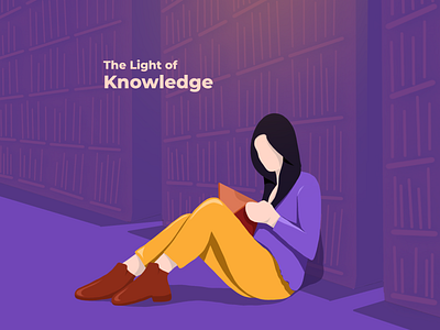 Knowledge animation app character creative daily design girl illustration inspiration interaction knowledge library reading reading app trending ui ux vector