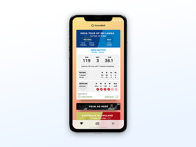 Cricket app dashboard