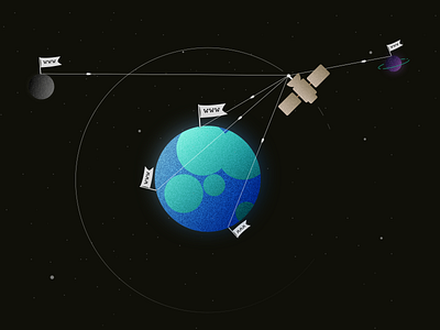 Craft in web hosting: connecting universe craft earth hosting illustration satelite sky web