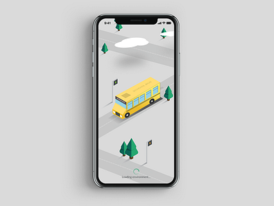 The Bus app branding bus bus stop environment illustration isomatric map illustration trending vector