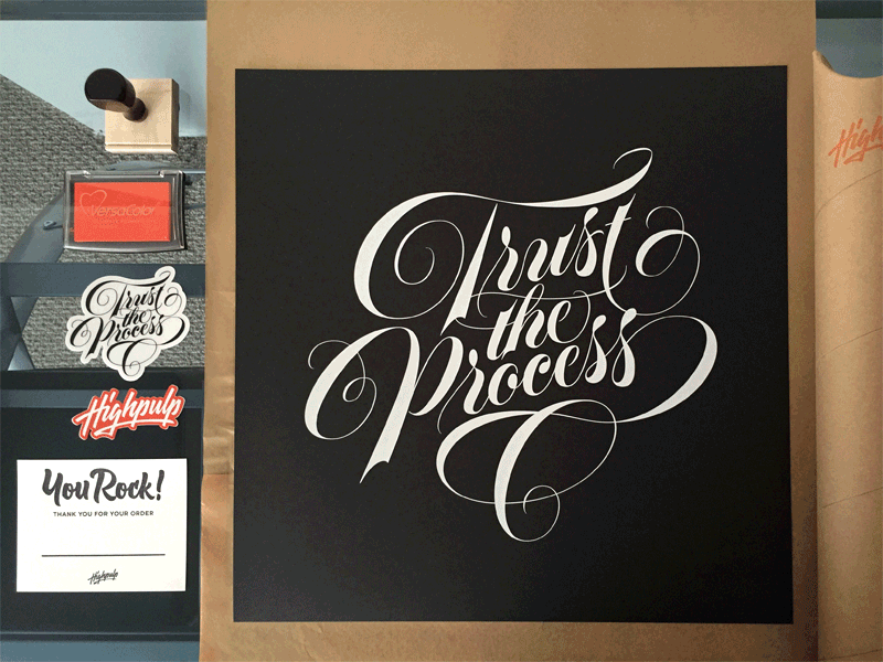 Wrapping Process branding lettering packaging poster trust the process