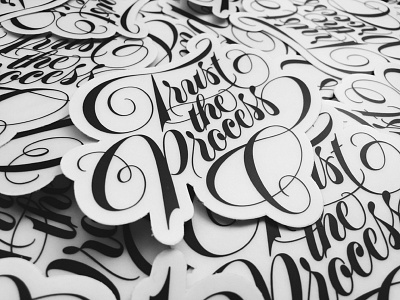 Sea of Stickers lettering sticker trust the process