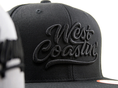 West Coastin' Black Snapback 3d embroidery cap hat headwear lettering logo script snapback swag