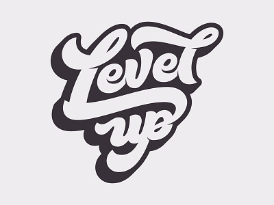 Leveling up drop shadow hand lettering lettering level up ligature script swash vector