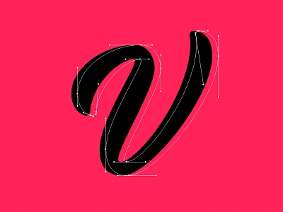 V bezier hand lettering handles lettering script v vector