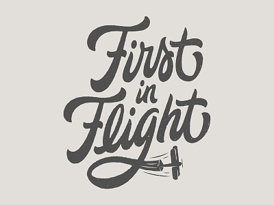 First in Flight biplane first in flight handlettering lettering north carolina script texture vector