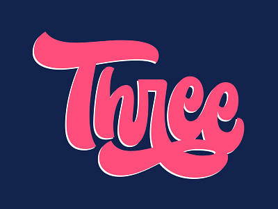 Three 3 handlettering lettering script swash three vector