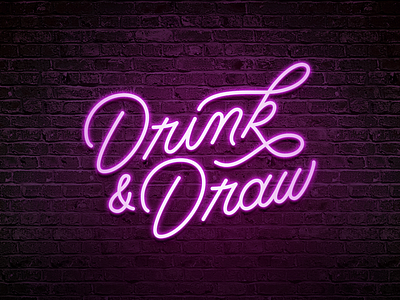Drink & Draw calligraphy drink and draw hand lettering la lettering los angeles monoline neon sign