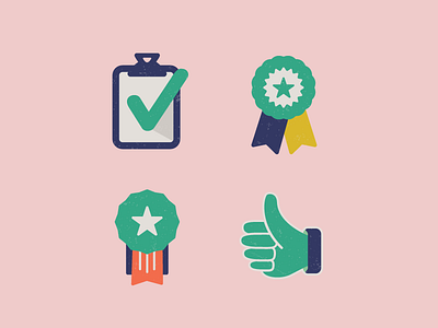 Thumbs Up awards branding checkmark collateral icons illustration ribbons texture thumbs up