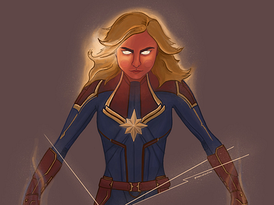 Captain Marvel illustration captain marvel character design comics fire glow illustration ipad pro marvel portrait procreate superhero woman