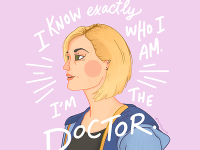 The 13th Doctor 13th doctor doctor who hand lettering lettering pastel portrait procreate women