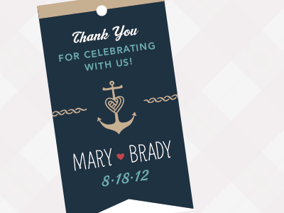 much thanks nautical ribbon tag wedding invitation