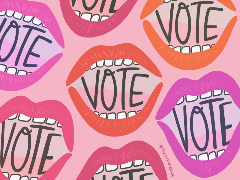Vote vote vote feminist lettering hand lettering lips mouth get out the vote election day midterms vote