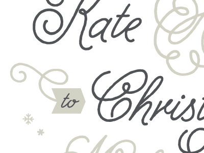 Kate to Chris snowflake wedding invitation script