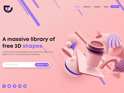 3d library Landing Page 3d 3d animation figma figmaafrica illustrator logo ui