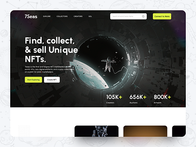 7Seas NFT Landing Page crypto figma graphic design landingpage nft pair2pair ui ux web3 webpage website