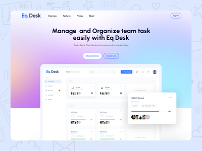 Eq Desk Team Management design figma figmaafrica landing page management task ui ux website