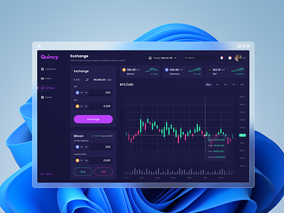 Quincy Crypto Exchange Dashboard bitcoin coin crypto dashboard design exchange figma figmaafrica ui web3 win11