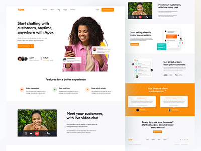 Apex Chat chat chatapp design figma landingpage orange ui uiux ux website