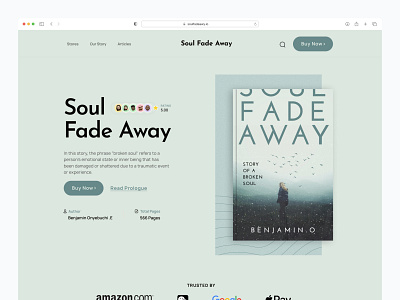 Landing page - Soul Fade Away article books design figma journal landingpage novel ui ux website