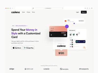 Landing Page - Cadena Virtual card card cryptocard design figma figmaafrica landingpage ui ux virtualcard website