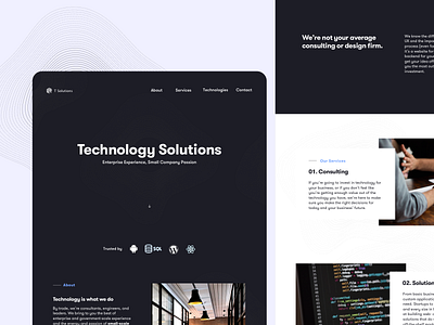 T Solutions • Tech Landing Page figma ui ux web design